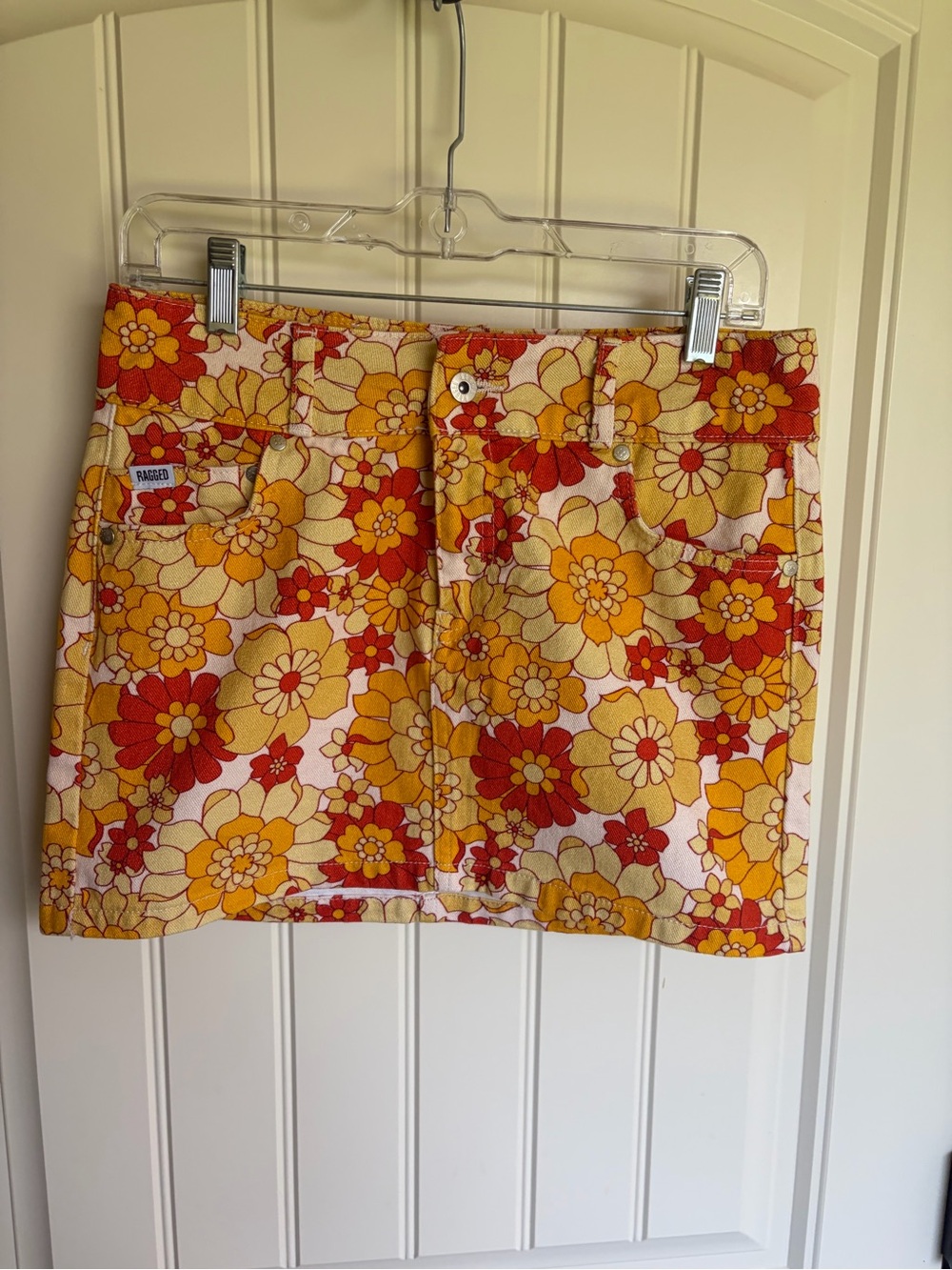 Ragged Jeans Retro Floral Mini Skirt in Yellow & Red